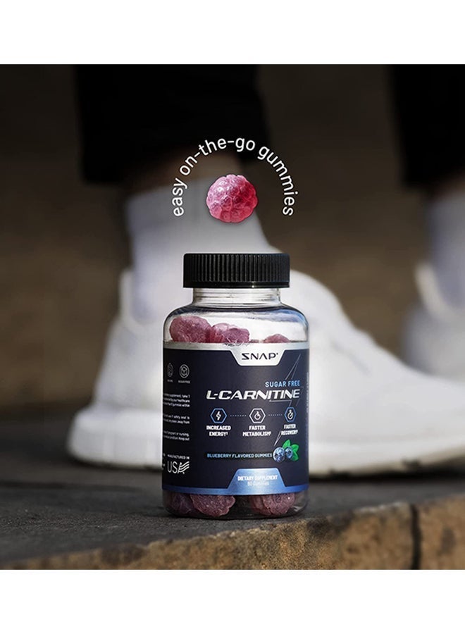L-Carnitine Sugar-Free Blueberry Gummies Increased Energy¹ Jump Start Metabolism² Exercise Recovery³, Free Of Big 8 Allergens. Dietary Supplement 60 Gummies